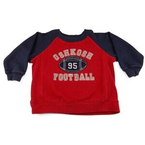 VINTAGE Y2K OSHKOSH SWEATSHIRT 95 FOOTBALL BABY SIZE 24 MONTHS RED LONG SLEEVE